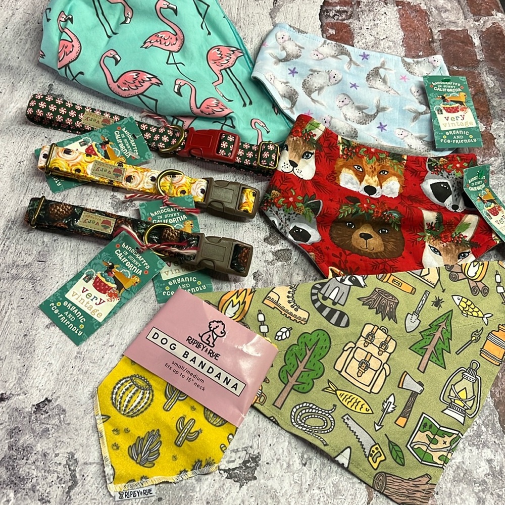 NWT Lot of 8 Medium Size Dog Bandanas & Collars
